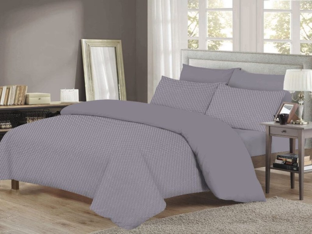 Σετ Σεντόνια Με Λάστιχο Βαμβακερά Γκρι Πουά Γαρύφαλλο | Γαρύφαλλο - Λευκά Είδη